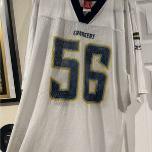 Reebok White Chargers Jersey with Blue and Yellow Accents